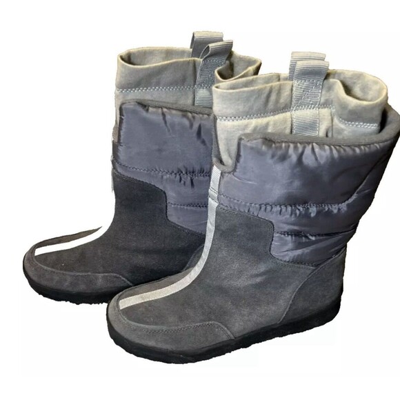 Lands‎ End Boots Womens Size 7 Grey Winter Snow 4067465 Suede Pull On Warm - Picture 1 of 12